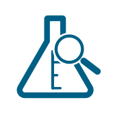 Beaker icon with magnifying glass