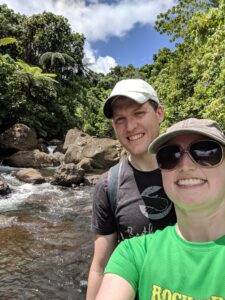 Anna Huguenard, MD, and husband Matthew Miller hike in Missouri.