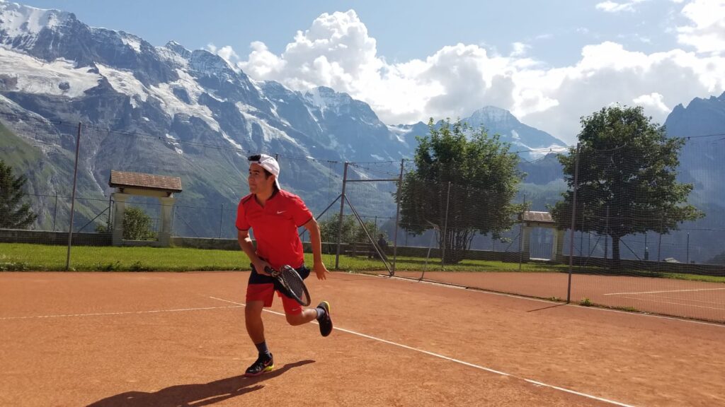 Ismael Seáñez, PhD, assistant professor, Biomedical Engineering & Neurosurgery, playing tennis in Wengen, Switzerland.