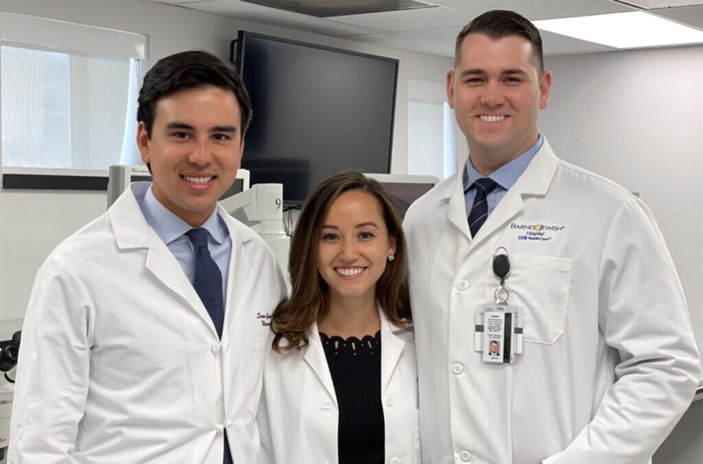 New residents Alex Yahanda, MD, Ashley Dunbar, MD, and Corey Gill, MD, MS.